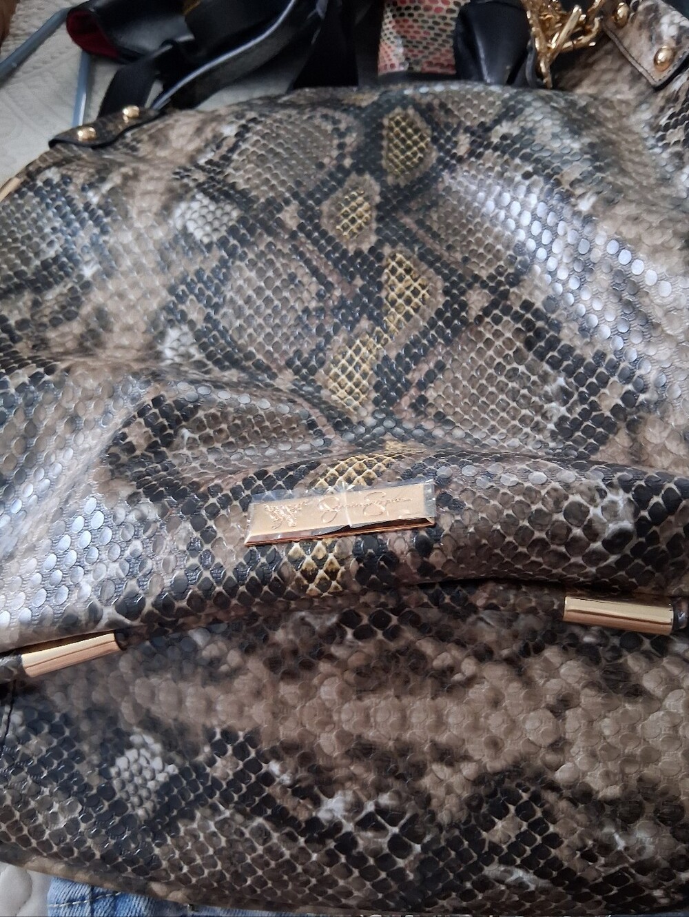 Jessica Simpson Faux Python Print Purse